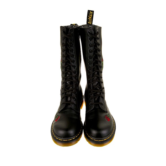 NEW DR MARTENS 1914 VONDA LEATHER Floral Mid-calf lace up AND ZIPPERED Boots! - Picture 4 of 16